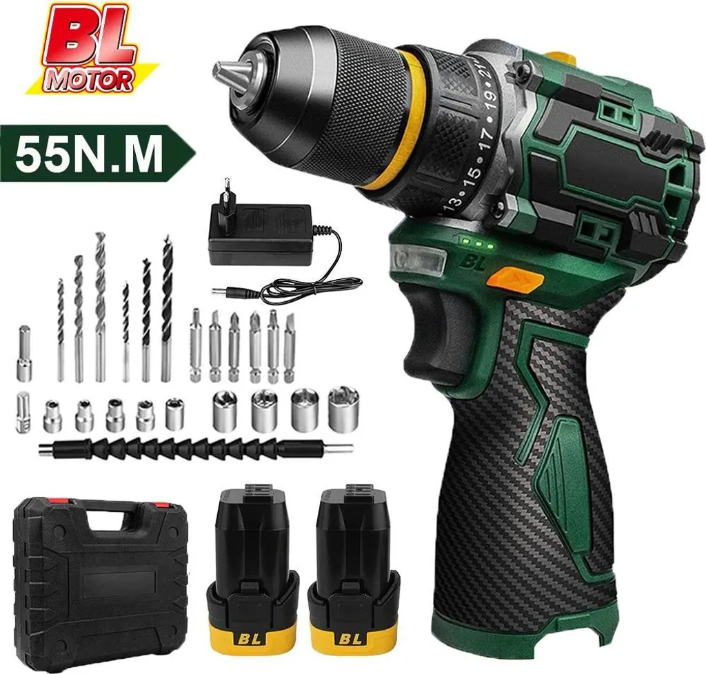 Trapano a Percussione Brushless 55Nm - 2x Batteria 18V - Nero Stealth