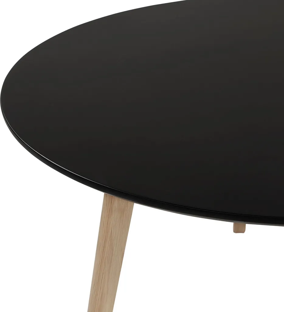 Table basse ronde noire de 80 cm en bois et MDF pour salon chaleureux - 4