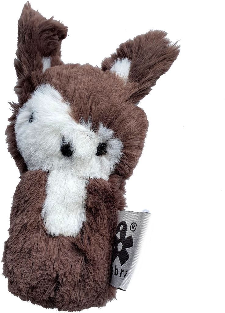 Sebra goldige flauschige Rassel Siggi the Rabbit Hase braun weiß 14cm