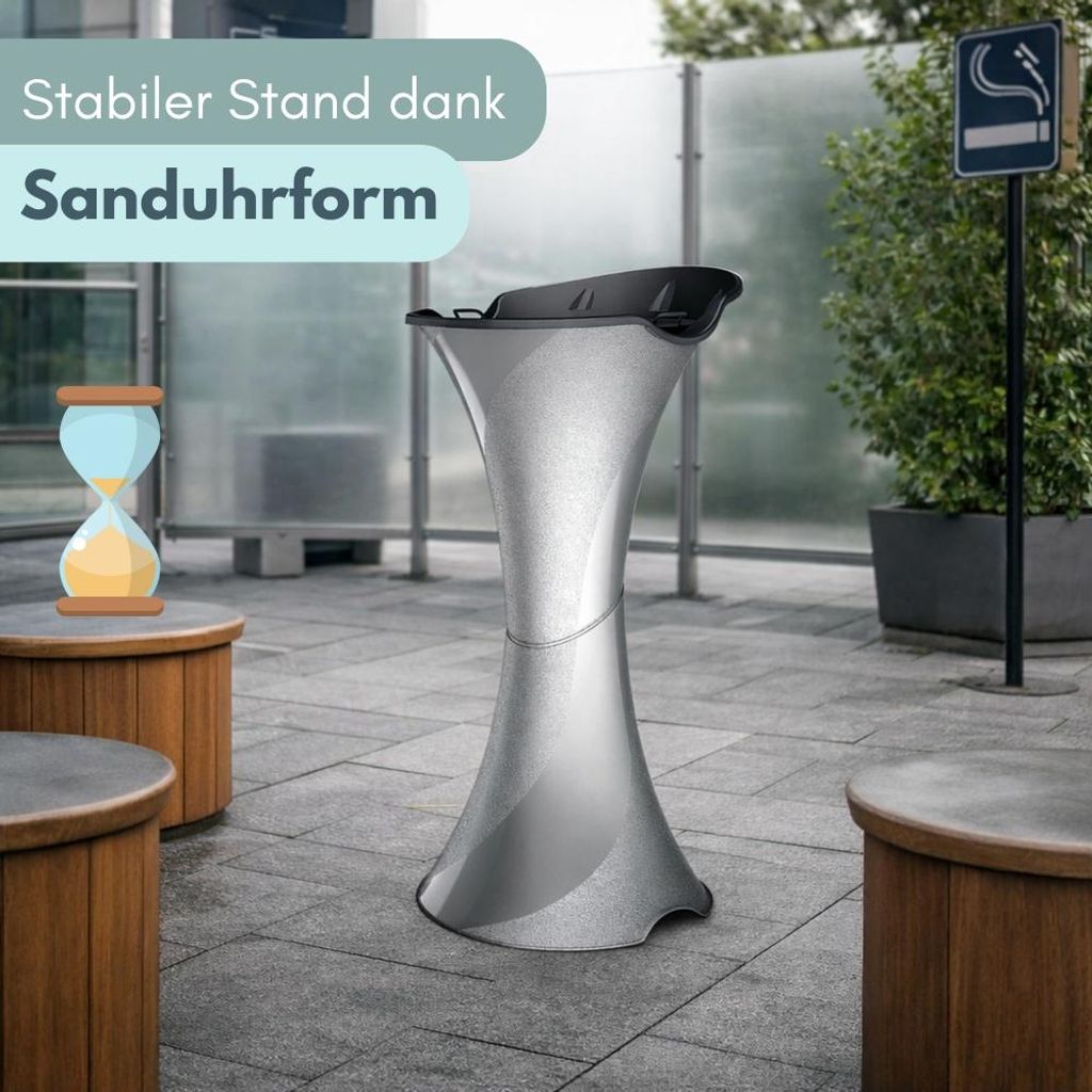 Standaschenbecher Outdoor Silber mit Sand
