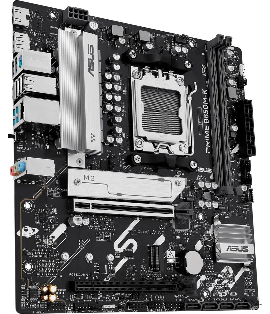 ASUS PRIME B850M-K, AMD, Sockel AM5, AMD Ryzen 7000 Series, AMD Ryzen 8000 Series, AMD Ryzen 9000 Series, Sockel AM5, DDR5-SDRAM, 128 GB