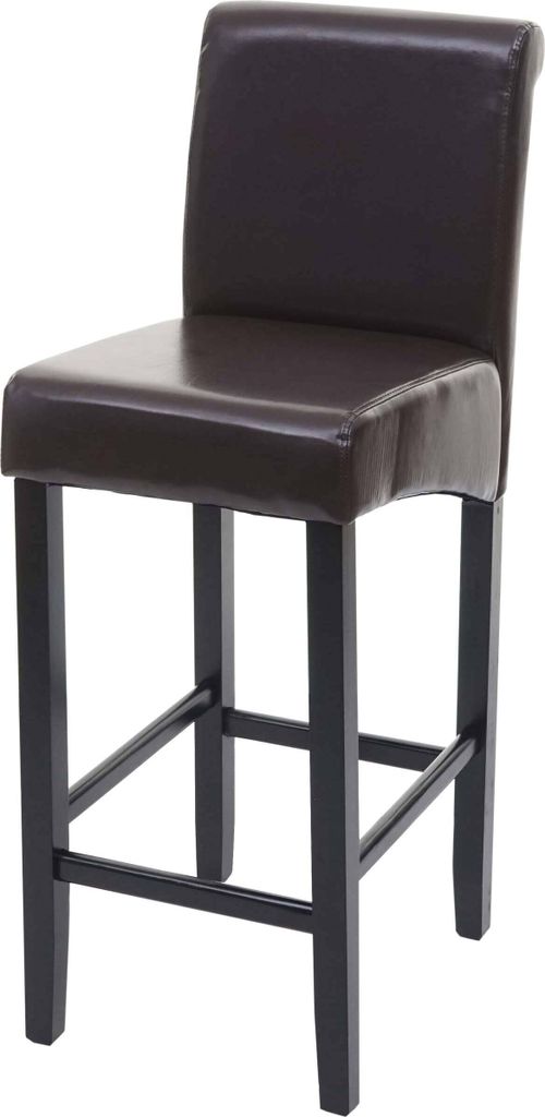 Barhocker MCW-C33, Barstuhl Tresenhocker, Holz MVG- braun, dunkle Beine, Leder