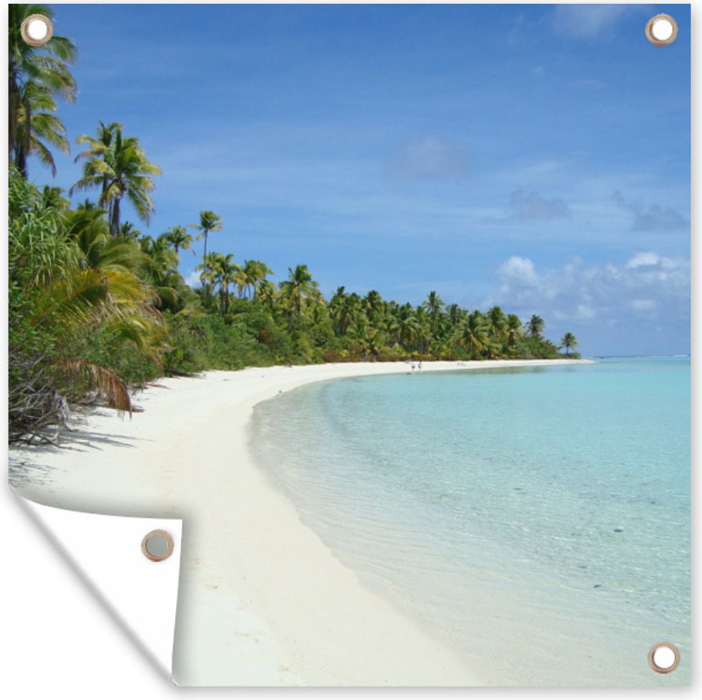 MuchoWow 100x100 cm Outdoor-Poster Gartendeko Sichtschutz Garten Poster für den Garten Der weiße Sandstrand von One Foot Island