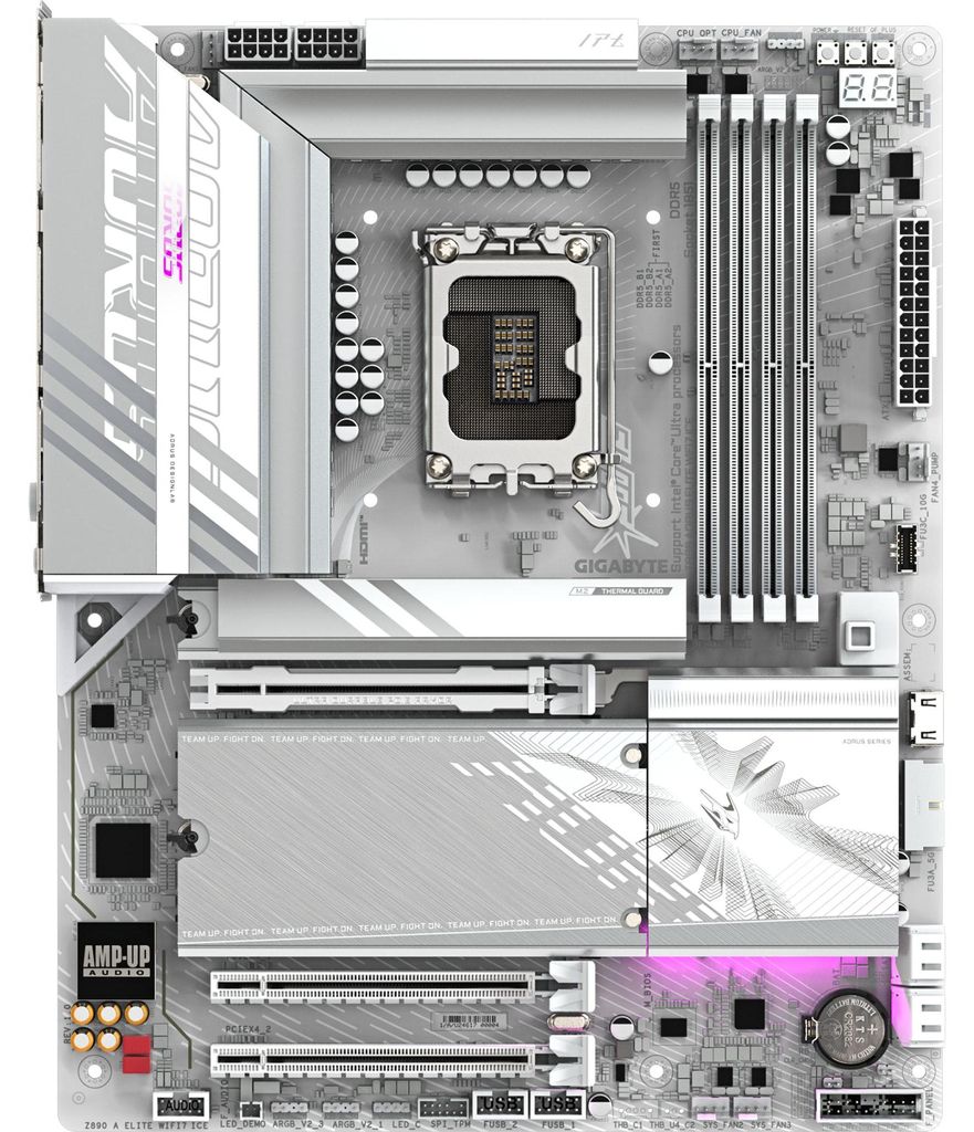 GIGABYTE Z890 A ELITE WF7 ICE Mainboard, LGA1851, DDR5, BT, Wi-Fi, ATX, Weiß