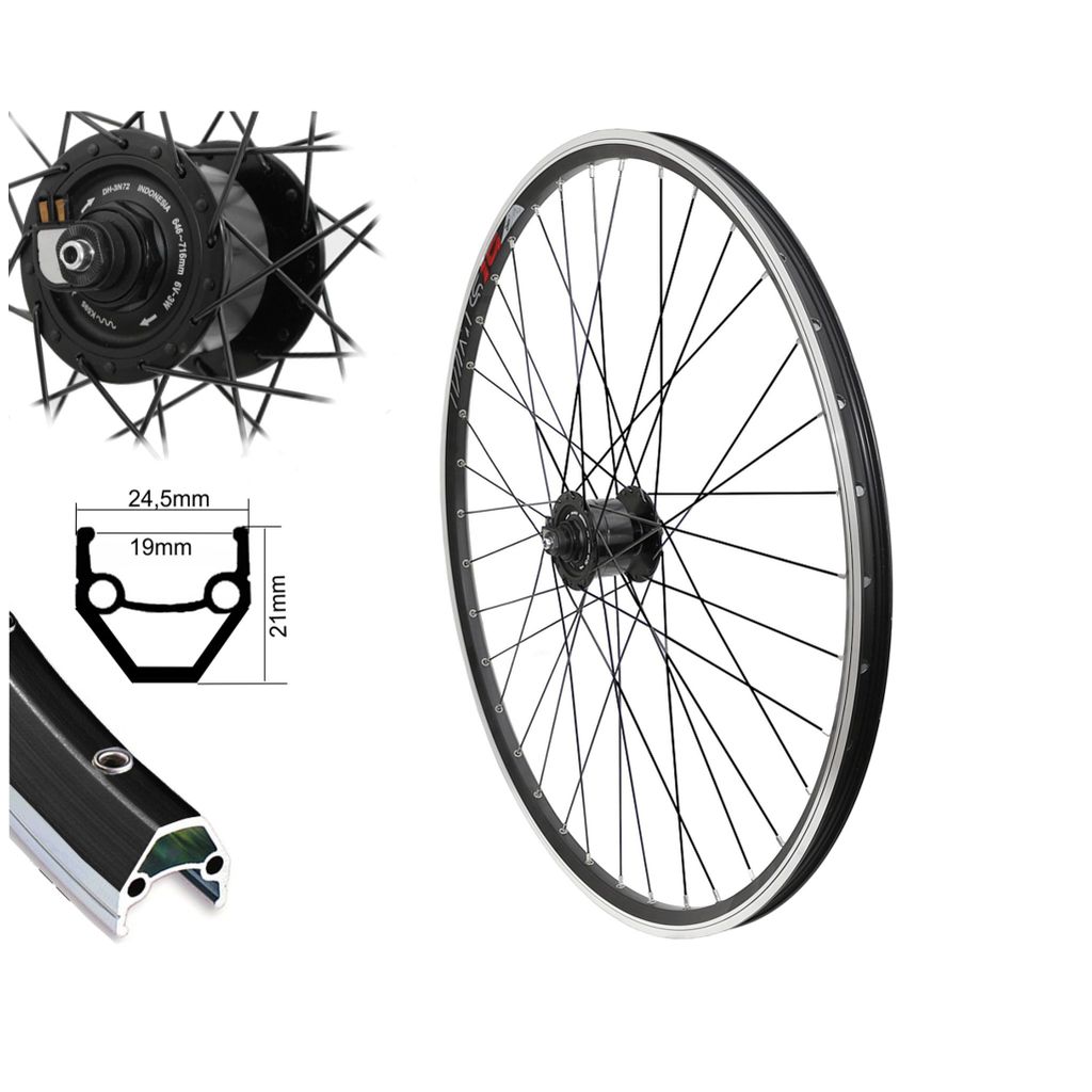28 Zoll Laufrad Shimano DH-3N72 schwarz Nabendynamo Produktbild 