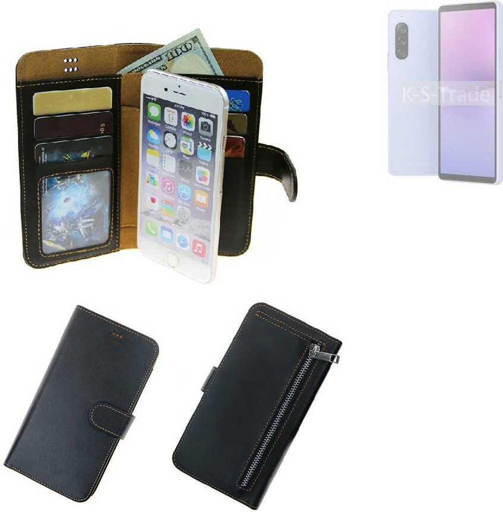 K-S-Trade Schutz Hülle kompatibel mit Sony Xperia 10 V Klapphülle Case Phone cover Slim Handytasche Handy Hülle schwarz aus Kunstleder (1 Stk)