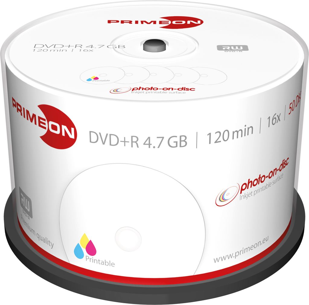 PRIMEON DVD+R 2761226 16x 4,7GB 120Min. bedruckbar 50 St./Pack.
