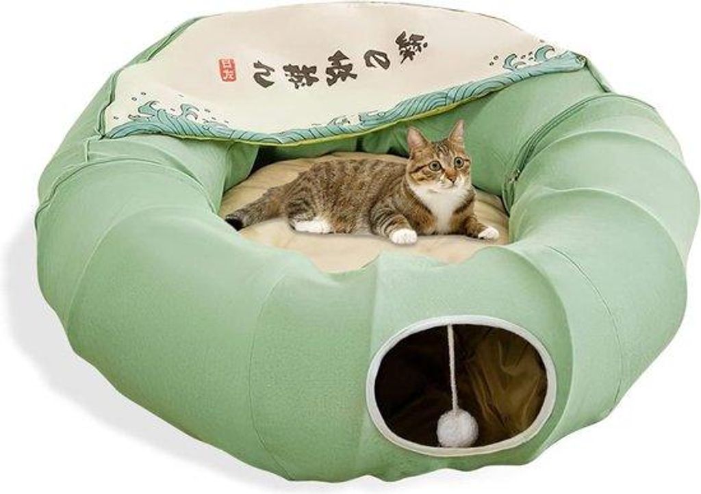 Miniaturtierpassage für Katzen - grün - innenliegende Katztunnel mit Hanghängen für Krabbeln und Spielen
