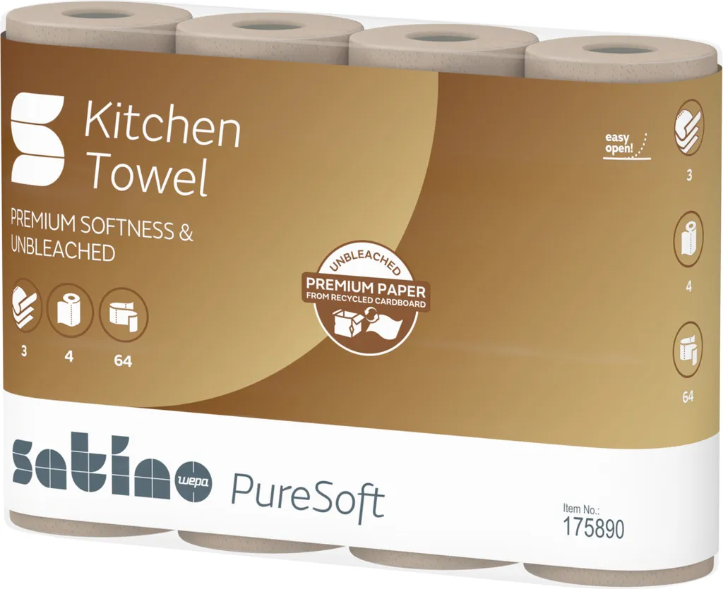 Essuie-tout professionnel PureSoft 3 plis marron pour cuisine et bureau x8