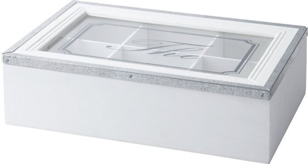 KJ Collection Aufbewahrungsbox Holz/Metall weiß 7 x 16 x 24cm