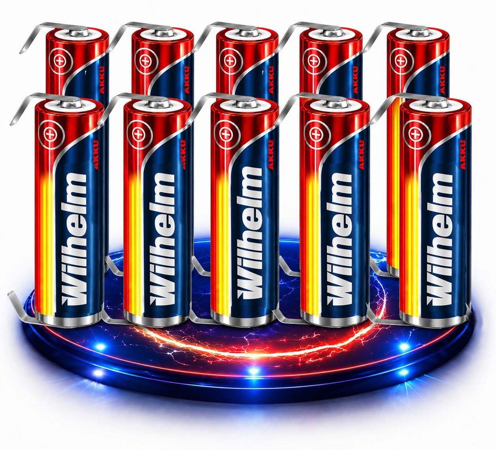 10 x Lithium Ionen Akku Wilhelm 3,7 V LÖTFAHNE U Form 800 Produktbild 