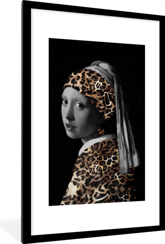 MuchoWow Gerahmtes Poster Das Mädchen mit dem Perlenohrring - Johannes Vermeer - Pantherdruck 60x90 cm - Poster mit Schwarzem Bilderrahmen Wandp...
