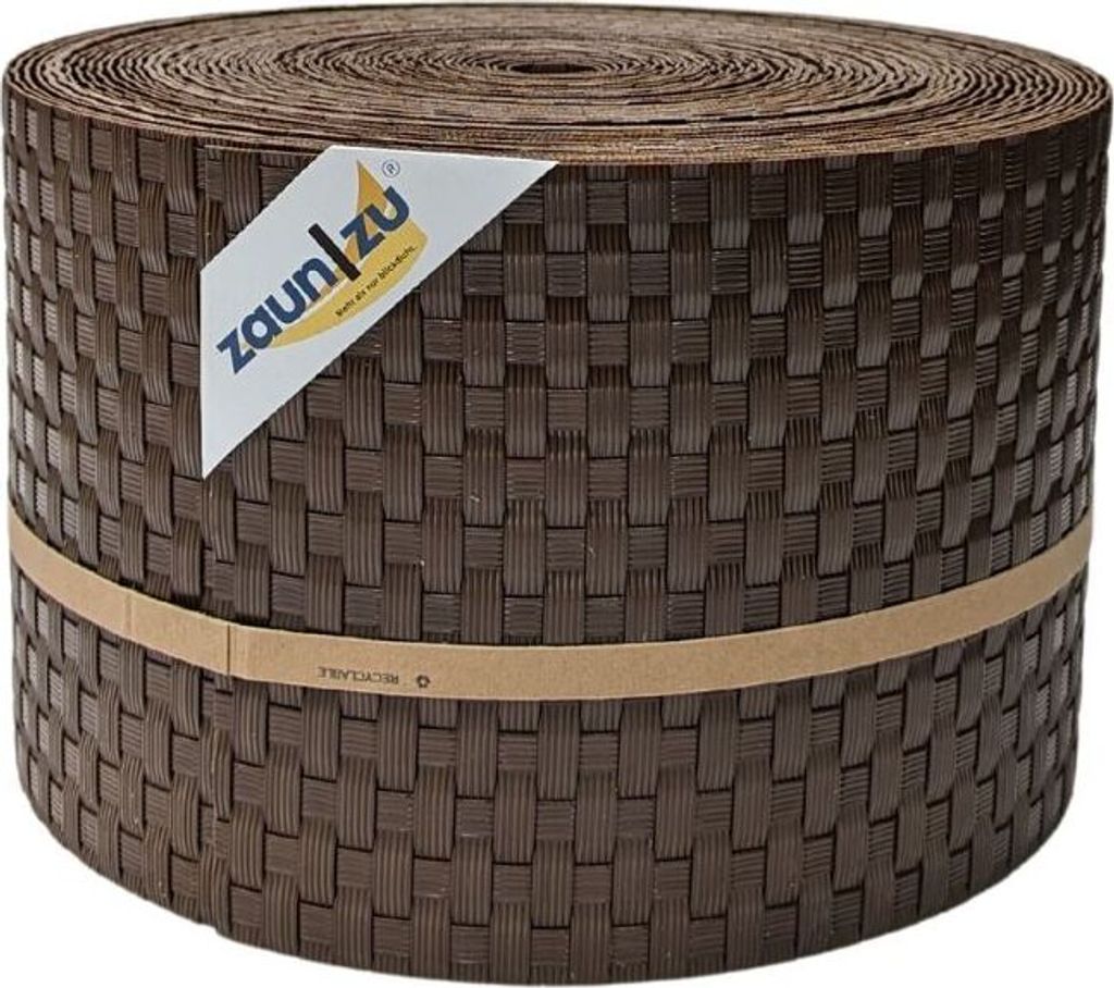 Sichtschutzstreifen zaun|zu RATTAN 26m Rolle Zaunblende für Doppelstabmattenzaun Braun 26m