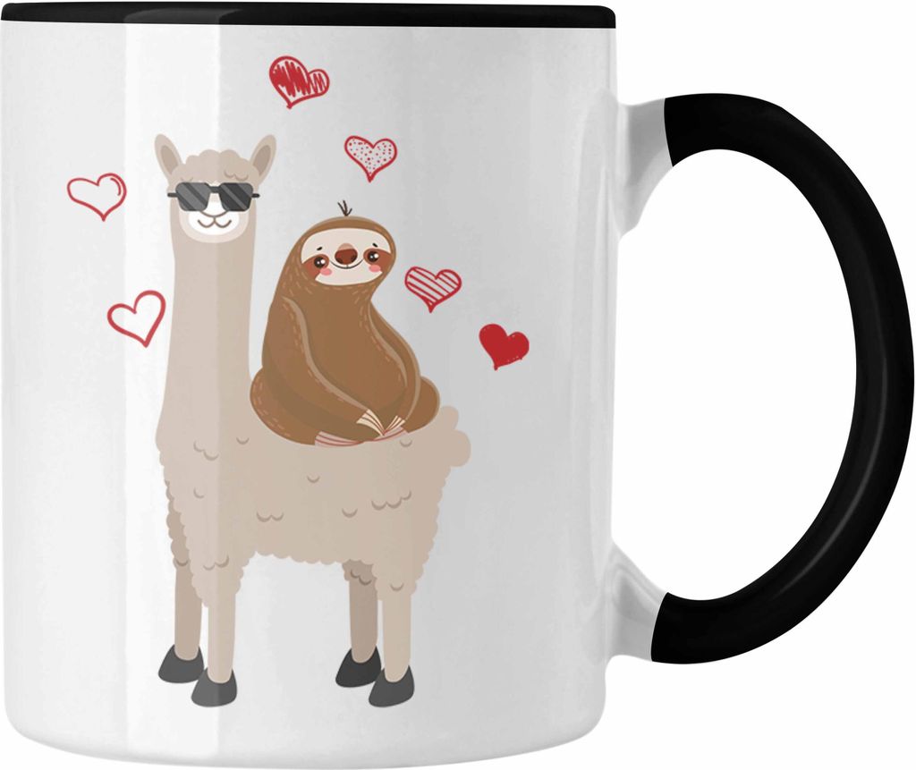 Trendation - Lustige Faultier Llama Grafik Tasse Geschenk Frauen Kollegin Geschenkidee Lustig (Schwarz)