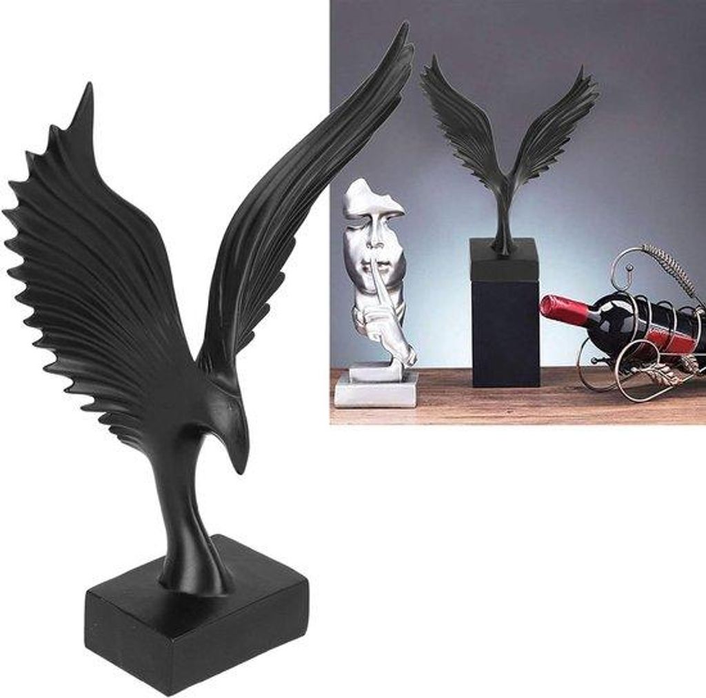 Schwarz Adler-Statue mit Engel-Flügeln für Wohnzimmer-Ornamente, Küche und Terrasse