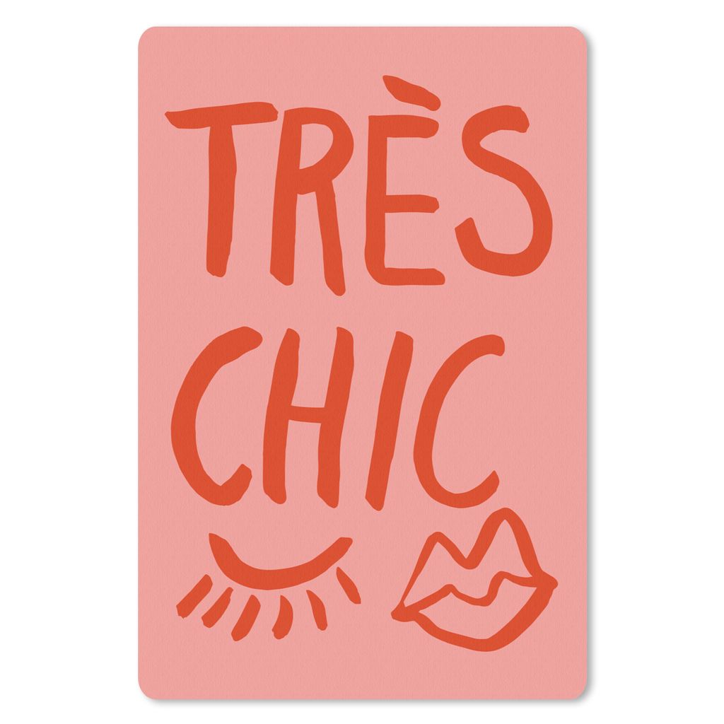 MuchoWow Mauspad Mousepad Pastell - Zitate - Rot - Très Chic 18x27 cm - Mousepads - Maus Mat - Pad - Mausunterlage