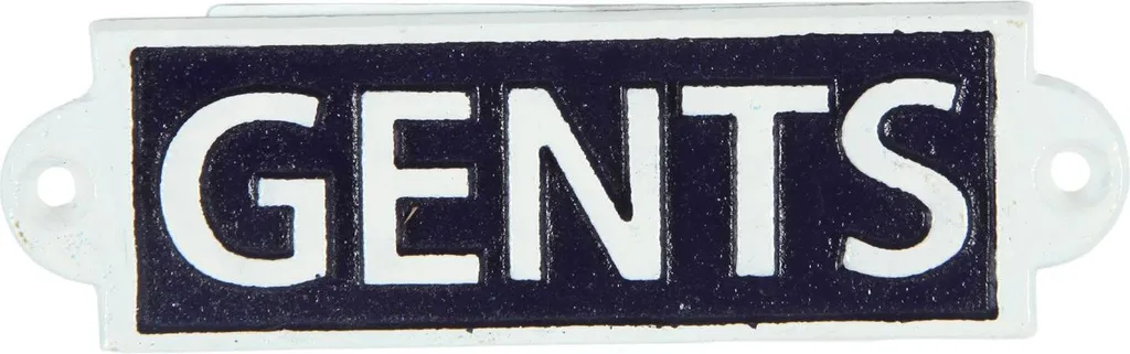 Plaque de porte en fonte Gents pour hommes - Signalétique style rétro