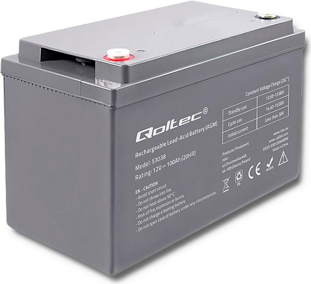 Qoltec QOLTEC 53038 Battery AGM 12V 100Ah Obrázek produktu 