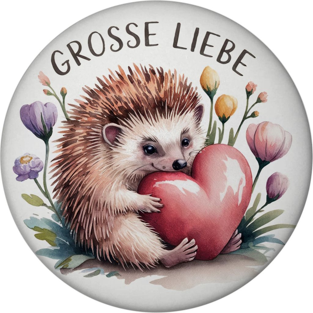Niedlicher Igel mit Herz Große Liebe Souvenir Magnet mit Flaschenöffner