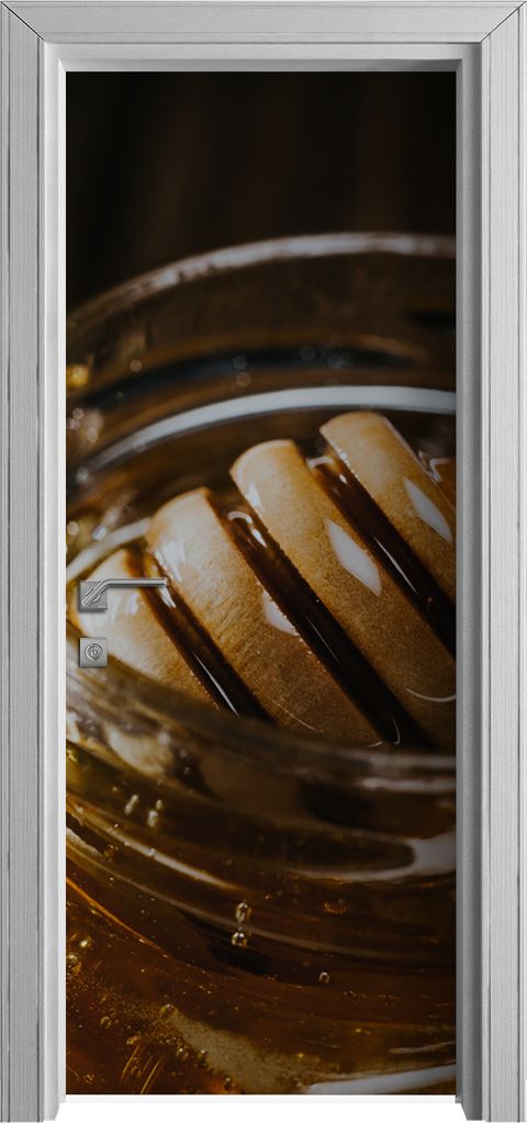 Tür Selbstklebende 80x210 cm Türfolie Türtapete Klebefolie - Honigglas mit Honigstab