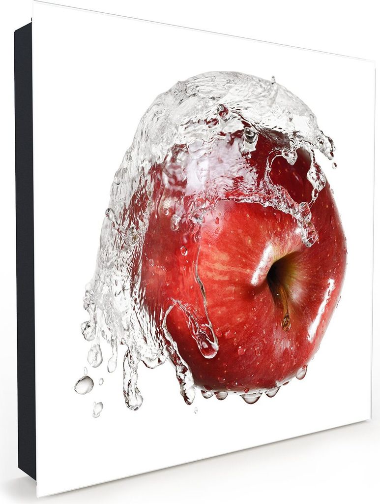 Nachbildung-Schlüsselkasten, Magnetpinnwand und Memoboard mit Glasfront Motiv Apfel in Wasserwelle