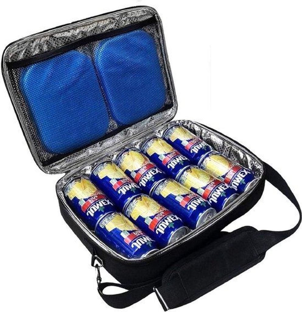 Isolierte Kühltasche für 10 Dosen, 2 Eispacks, ideal für Biertransport