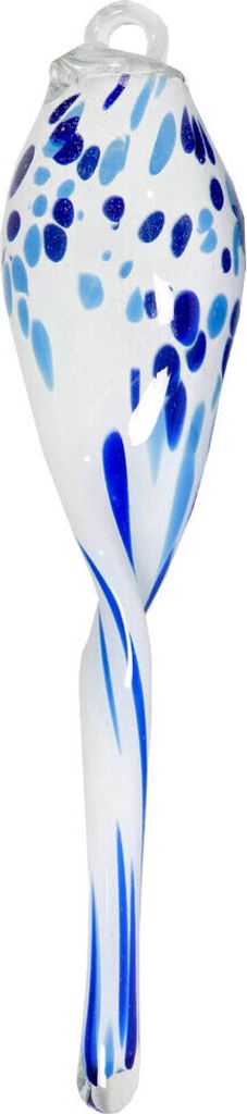 Gartenskulptur Glaszopf zum Hängen weiß/blau