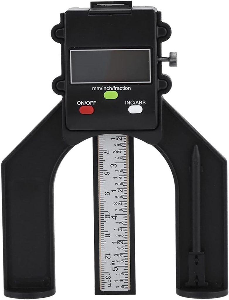 Hochpräziser Tiefenmesser mit inkrementeller/ABS-Digitalanzeige, Tiefenmessbereich 0–80 mm und Magnetfuß