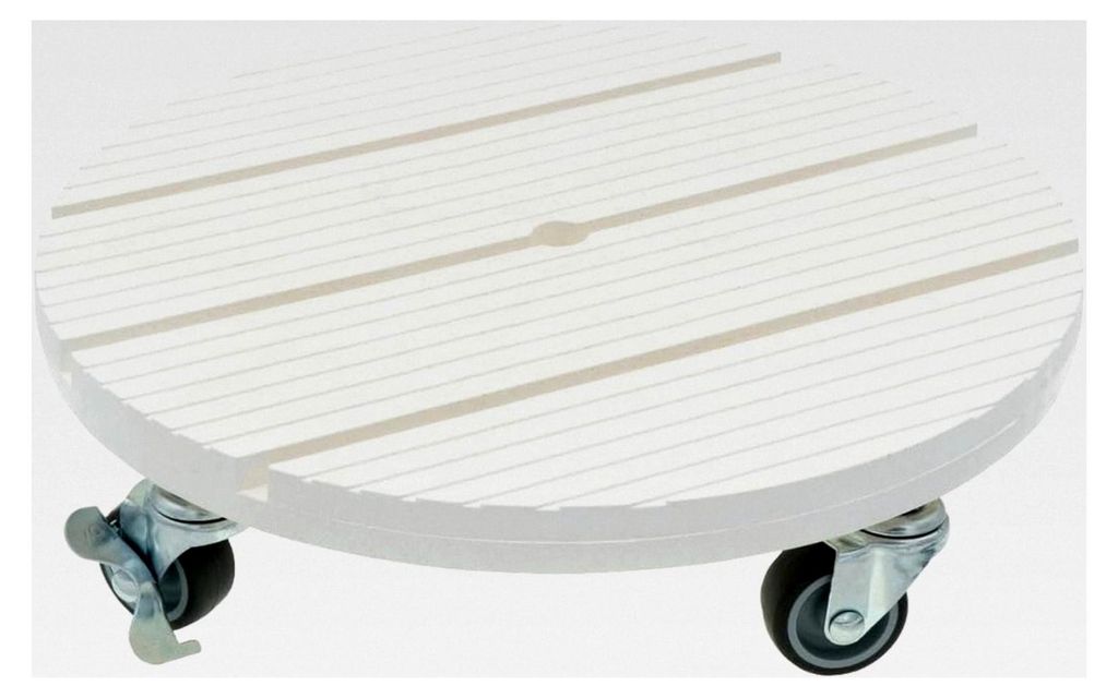 Pflanzenroller rund in Weiß, witterungsbeständig, Tragkraft 80 kg, Rollbrett für Pflanzen, Untersetzer für Blumentöpfe im Innen- und Außenber...