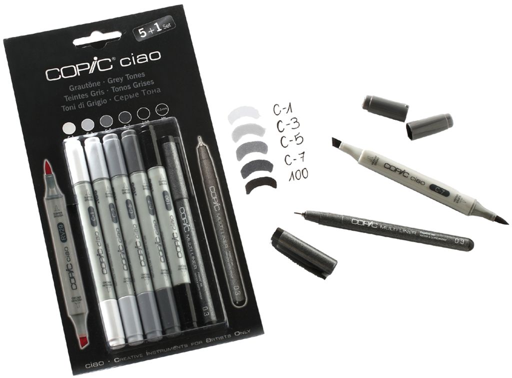 COPIC hobby marker ciao 5+1 set, grigio Immagine del prodotto 