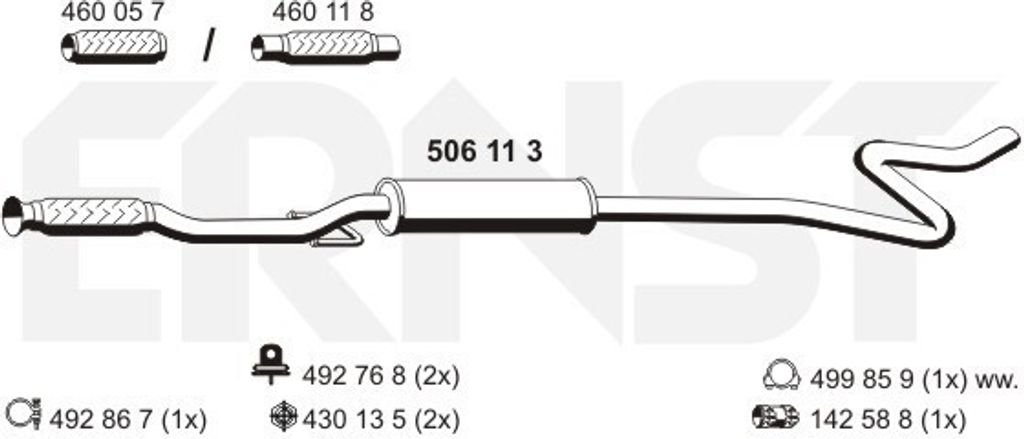 ERNST 506113 Mittelschalldämpfer Schalldämpfer passend für Produktbild 