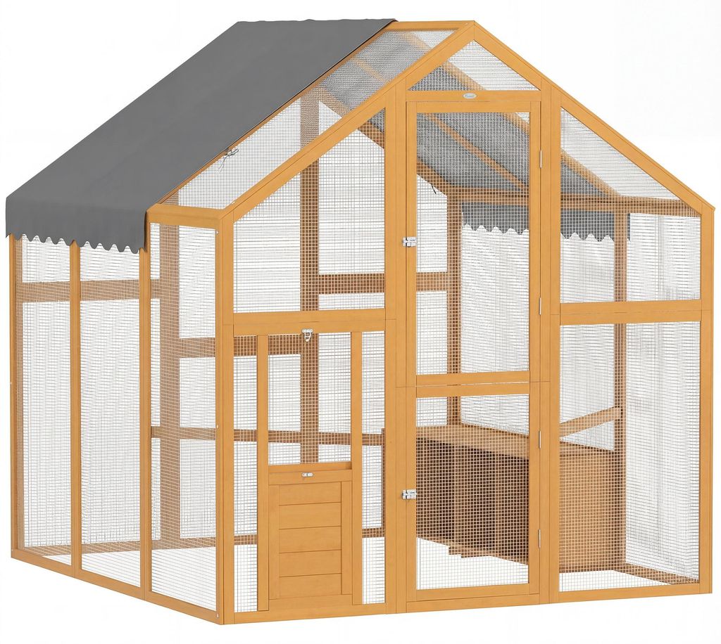 PawHut kippenhok, 3,07 m², 1,7 x 1,8 x 1,8 m, met ren, Productafbeelding 