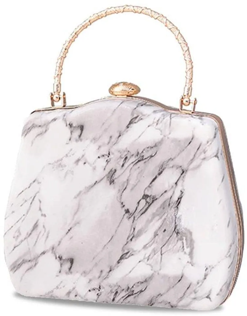 Pochette de soirée pour femme gris marbré - Idéal mariage et fête