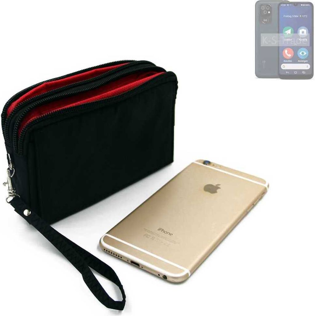 K-S-Trade Schutz Hülle Handy Hülle kompatibel mit Doro 8200 Gürteltasche Travelbag Handytasche mit Zusatzfächern, schwarz