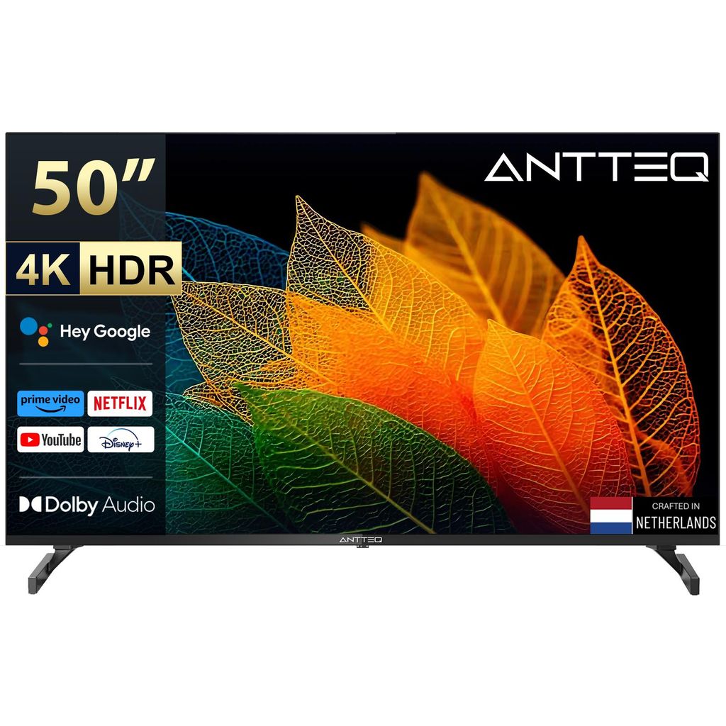 ANTTEQ S50-AU1.Q1 50 Zoll (126 cm) Smart TV 4K UHD Fernseher (HDR, Sprachsteuerung, Google Play Store, Netflix, YouTube, WiFi, Triple Tuner, 3x HDMI)