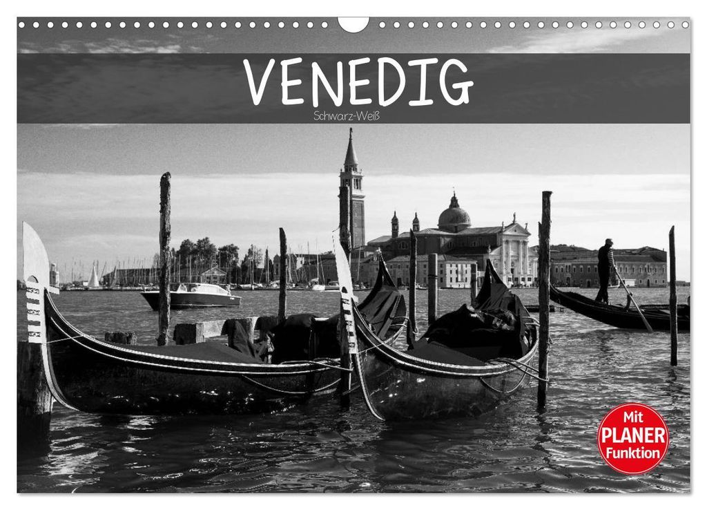 Venedig schwarz-weiß (Wandkalender 2027 DIN A3 quer), CALVENDO Monatskalender