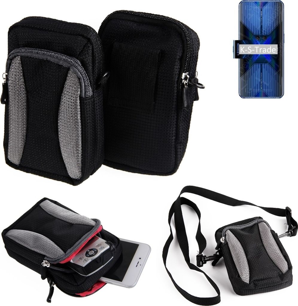 K-S-Trade Holster Schutz Hülle kompatibel mit Huawei Enjoy 20s Handy Hülle Gürteltasche Umhängetasche mit Zusatzfach schwarz