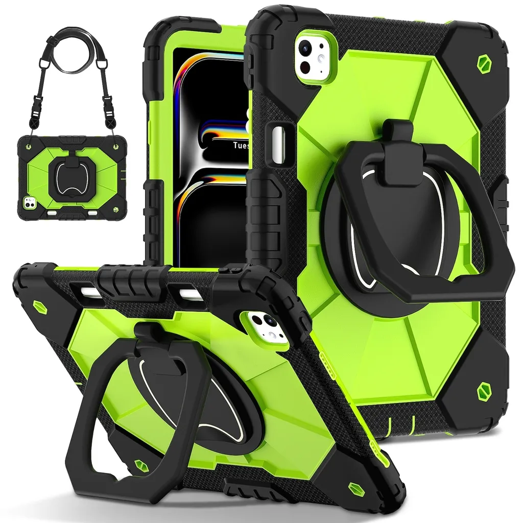 Custodia iPad Pro 11 2024 Robot Design 360 Verde: Protezione Robusta M4