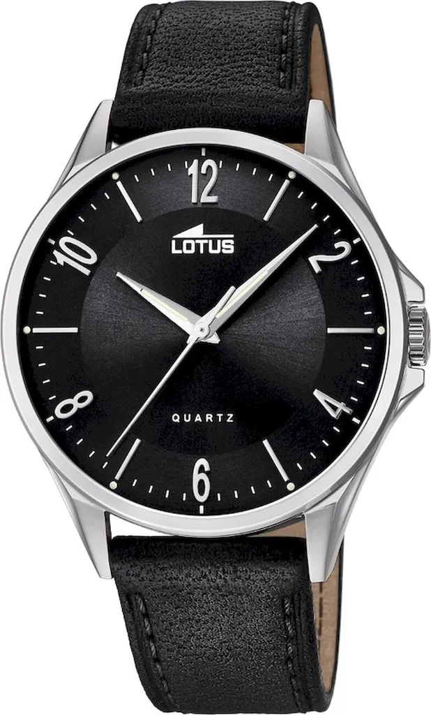 Montre Classique Lotus pour Homme 18518/4 en Cuir Noir et Acier Argenté