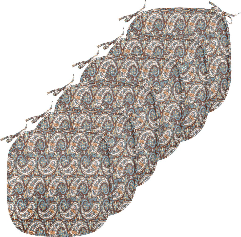 ABAKUHAUS Paisley Polster für Esszimmerstühle, Vintage Oriental Ethnic, Dekoratives wasserfestes Kissen mit Riemen für Küchensitze, 40 cm x 40 ...