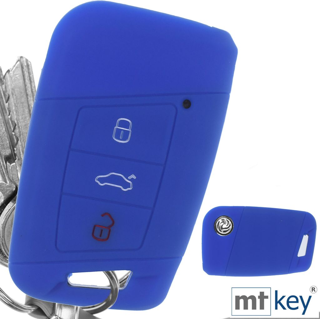 Auto Schlüssel Hülle Silikon Schutz Cover Blau kompatibel Produktbild 