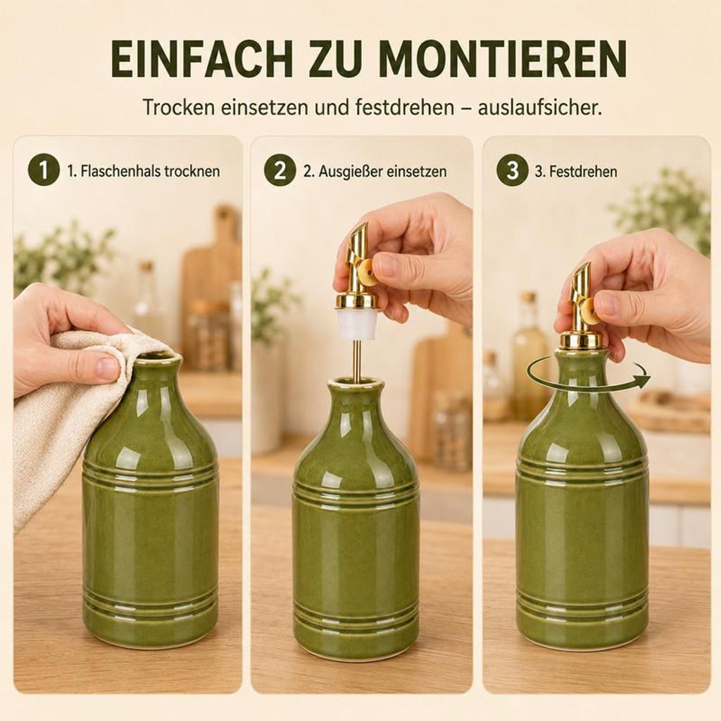 Keramik Ölspender 700 ml mit Gold Ausgießer