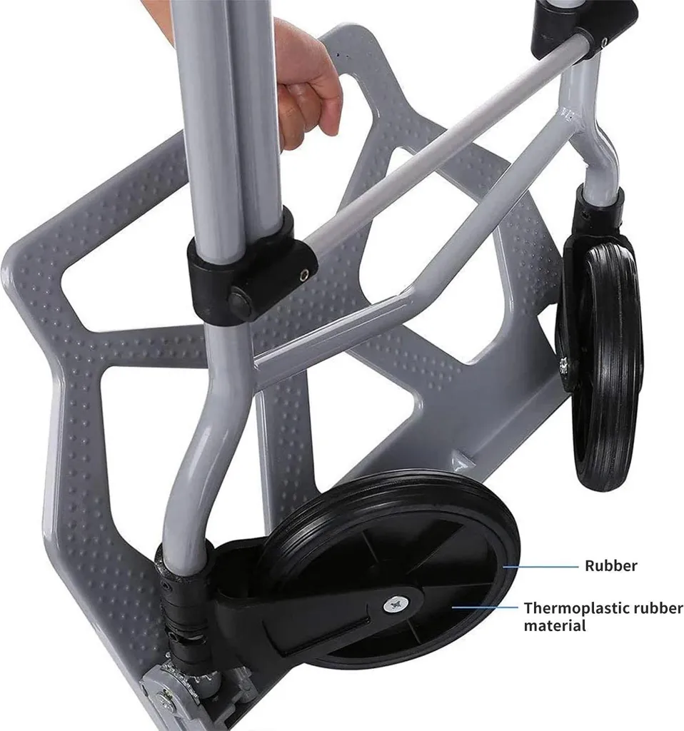 Diable pliable pour déménagement et courses - Charge 80 kg ajustable - 6