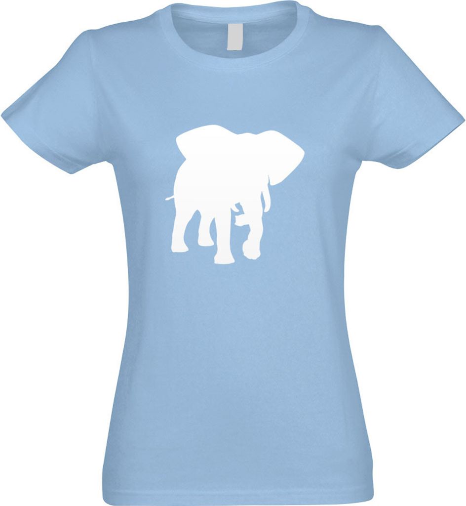 Kiwistar - T-Shirt tailliert - Damen - himmelblau - Elefant Motiv 4 - Rüsseltiere - mit Motiv Bedruckt - Funshirt Design - Sport - Freizeit - Dame...