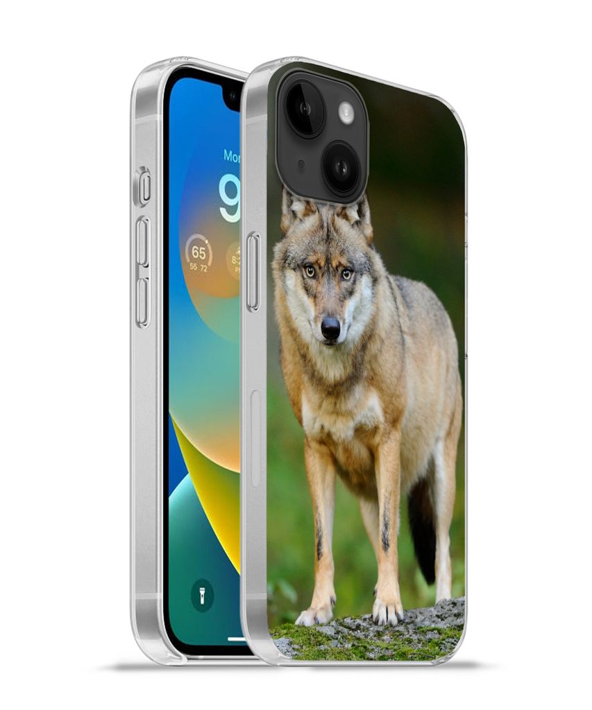 MuchoWow Handyhülle Schutzhülle Hülle für Apple iPhone 14 Plus - Soft case Wolf - Asien - Pflanzen Silikon Softcase Handy Hülle - Abbildung
