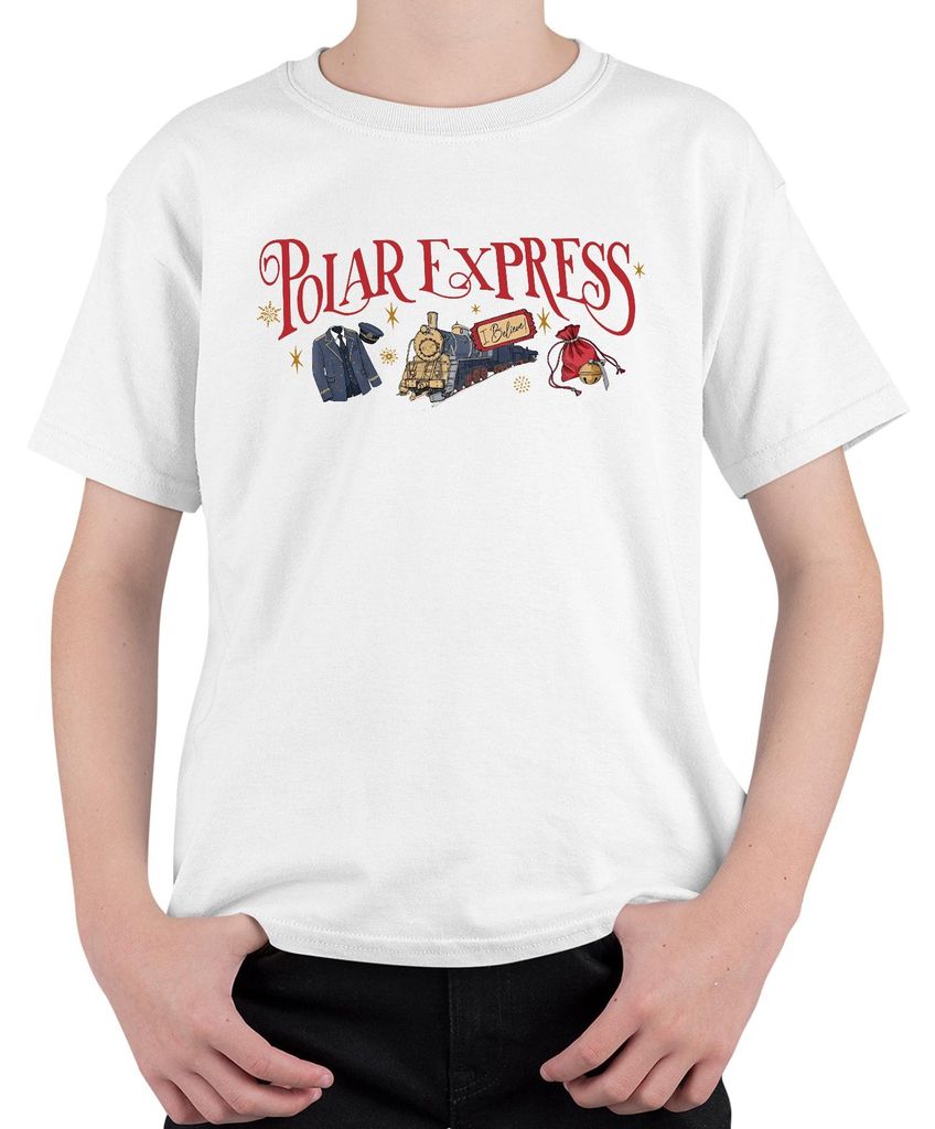Polar Express Weihnachtszug I Believe Schaffner Glocke Geschenk Uni Kinder T-Shirt, Weiß, 152