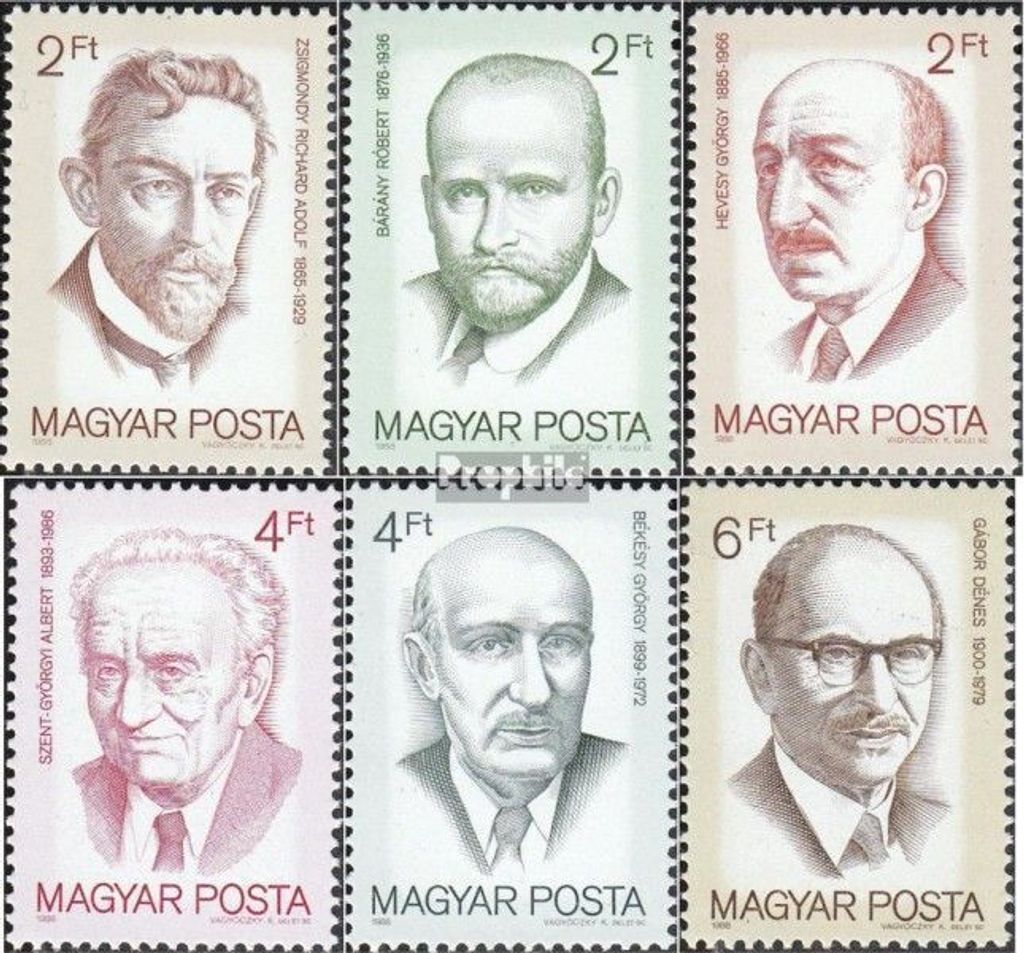 Briefmarken Ungarn 1988 Mi 3995A-4000A (kompl.Ausg.) postfrisch Nobelpreisträger