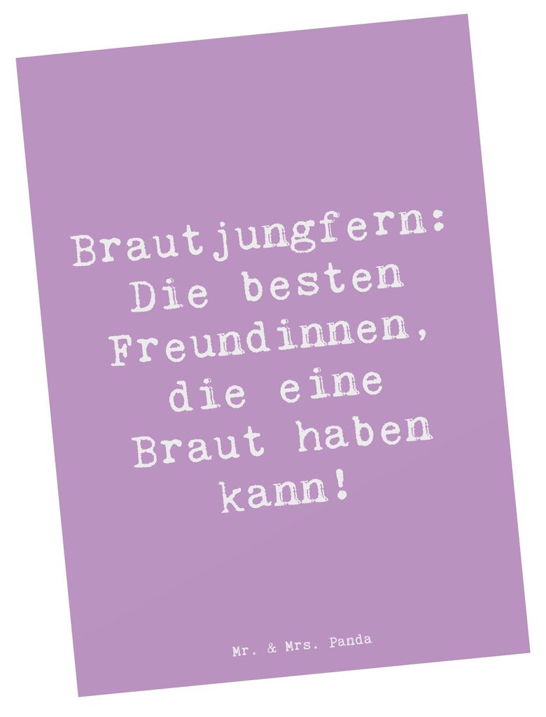 Mr. & Mrs. Panda Ansichtskarte Spruch Beste Brautjungfern - Lavendeltraum - Geschenk, handgefertigt, besten Freundinnen, Heiraten, Ansichtskarten, ...