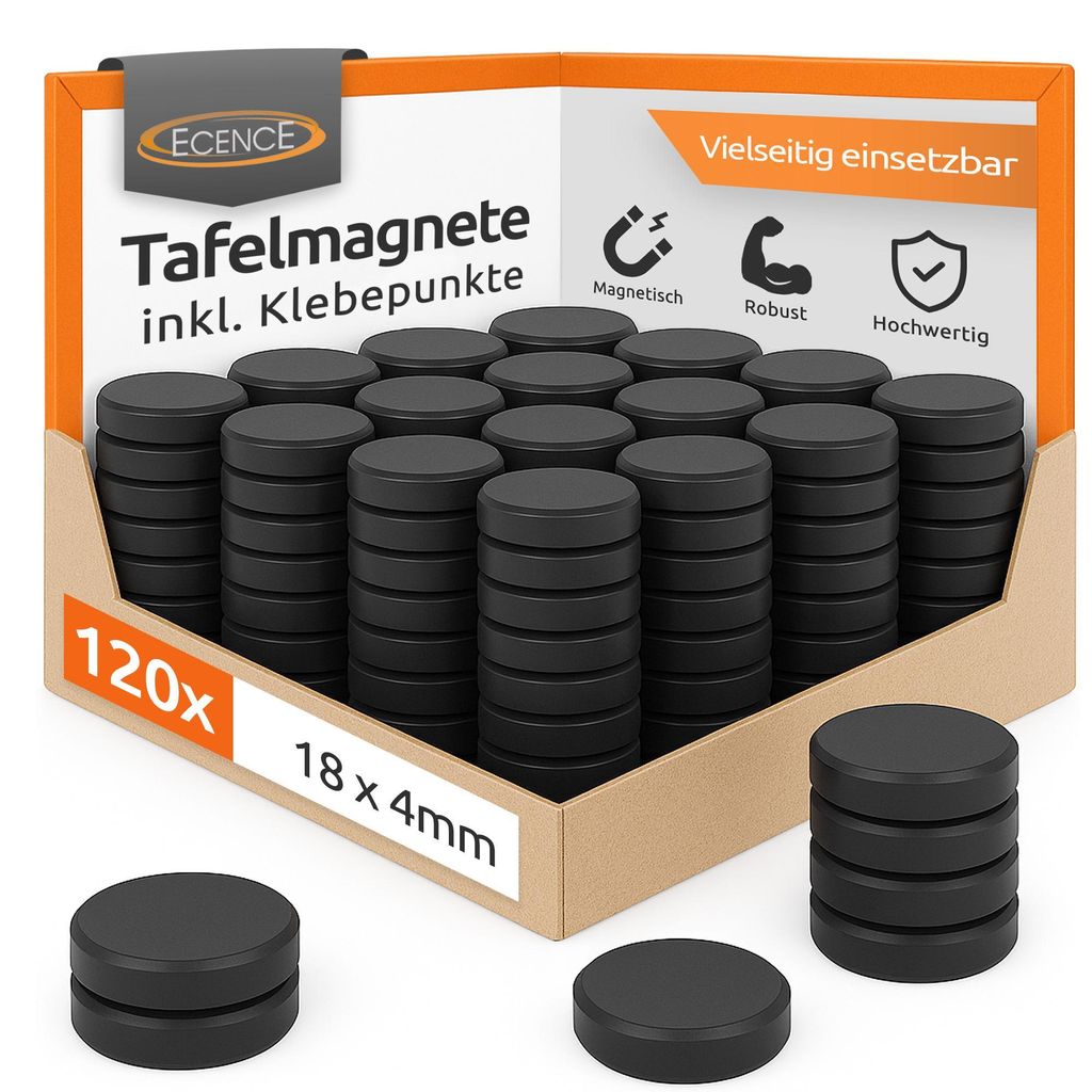 ECENCE Magnete für Magnettafel 120 Stück, 18x4mm Produktbild 