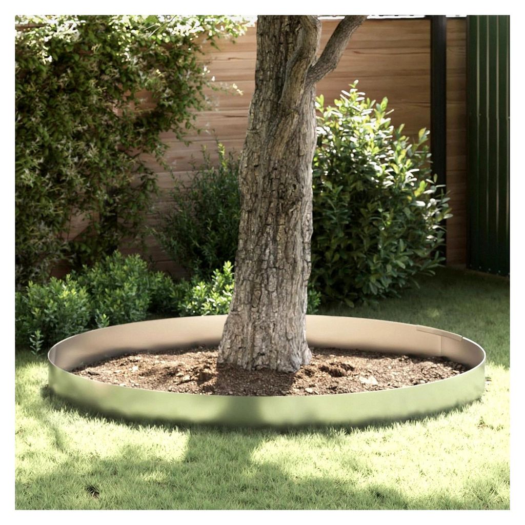 Rasenrand Silber 450 x 25 cm Verzinkter Stahl, Beetbegrenzung Metall Palisade für Gärten und Hochbeete
